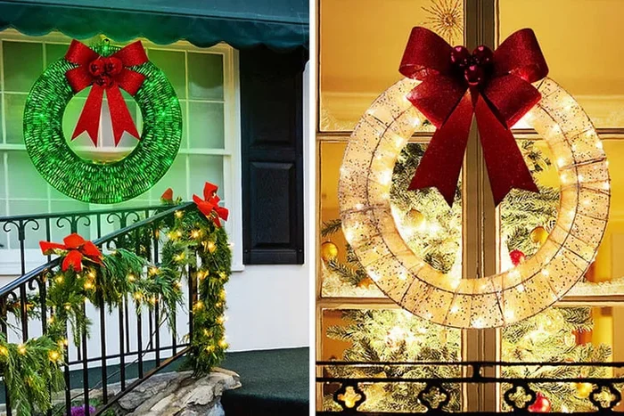 Festive LED Christmas Wreath – Sparkle in Green and Gold