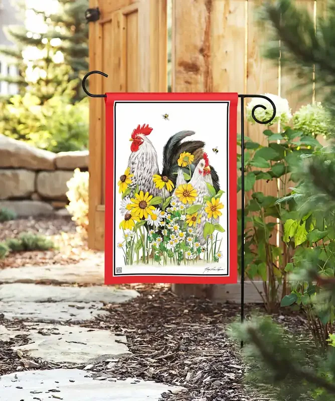Flower Chickens Garden Flag