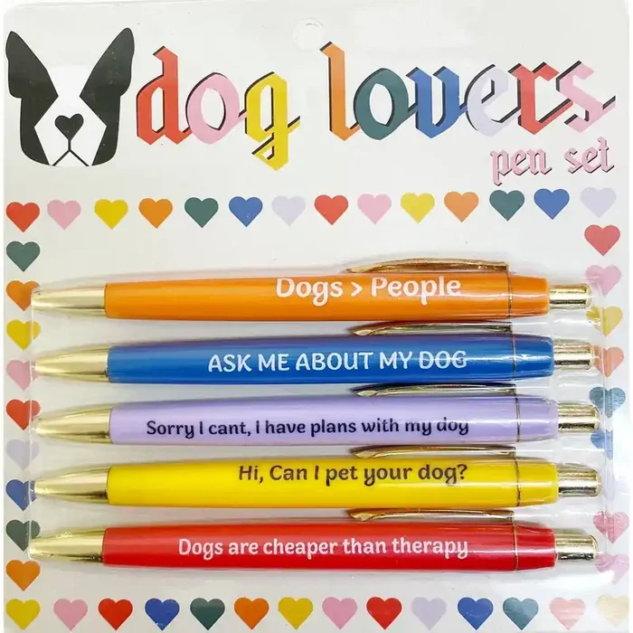 Fun Club Dog Lovers Multicolor Pen Set 5 Funny Pens Packaged for Gifting Dogs > People, Dogs Are Cheaper Than Therapy…