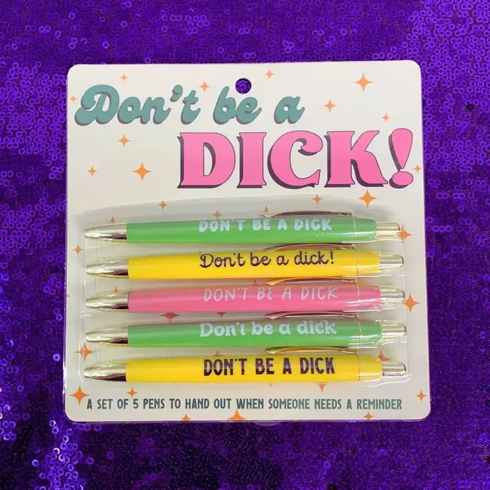 Fun Club Don‘t Be A Dick Pen Set Giftable Set of 5 Black Ink Ballpoint Pen