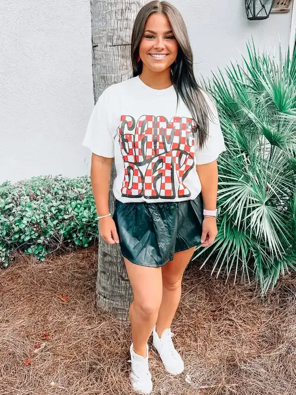 Game Day Checker Board Graphic Tee • Off White