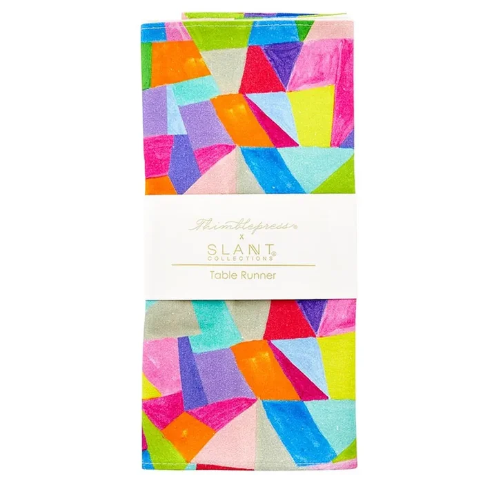 Geometric Fabric Table Runner Colorful Geometric Pattern Cotton Table Mat 13″ x 70″