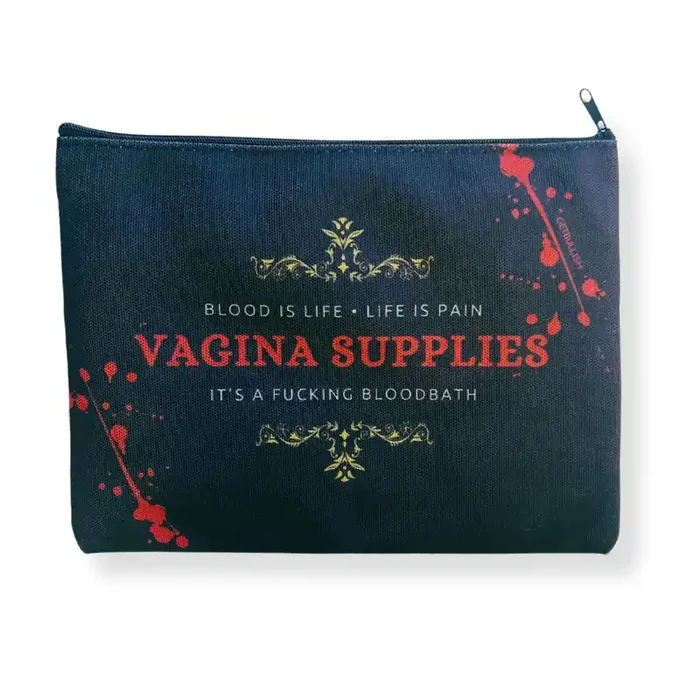 GetBullish Vagina Supplies Blood Bath Canvas Zipper Pouch 9.5″ x 7″ Cosmetics Bag or Pencil Case
