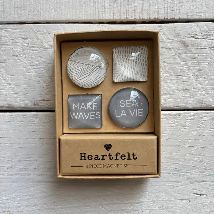 Gift Boxed Magnet Set Make Waves Glass Magnet Set of 4 Sea Inspired Art Design