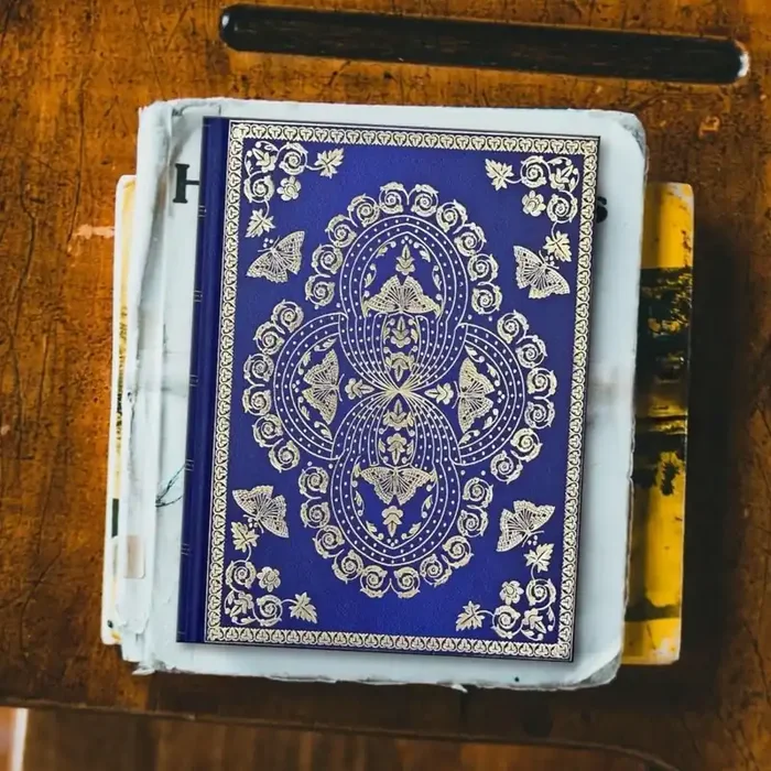 Gilded Butterflies Journal Bejewelled Floral in Gold and Deep Blue 6-1/4‘‘ x 8-1/4‘‘