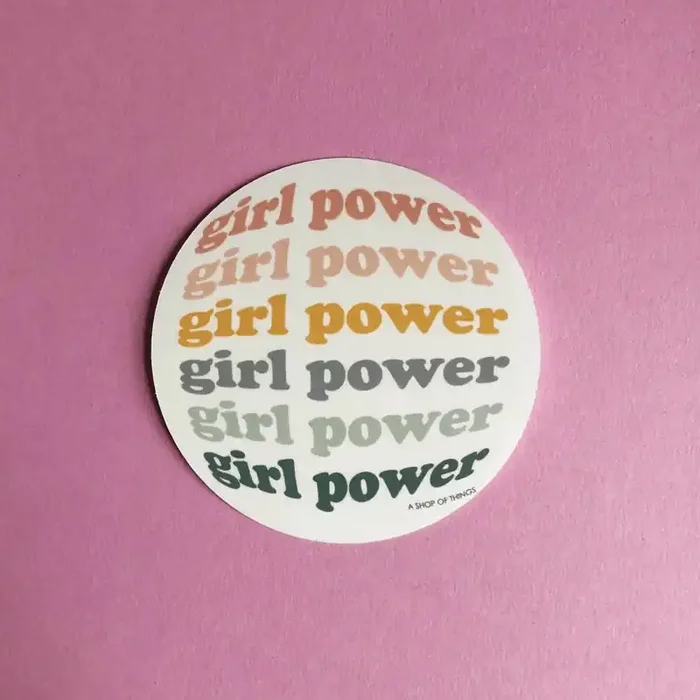 Girl Power Round Vinyl Sticker Feminist Women Gifts