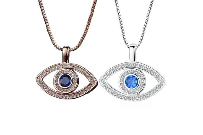 Glamorous Blue Evil Eye Crystal Pendant Necklace