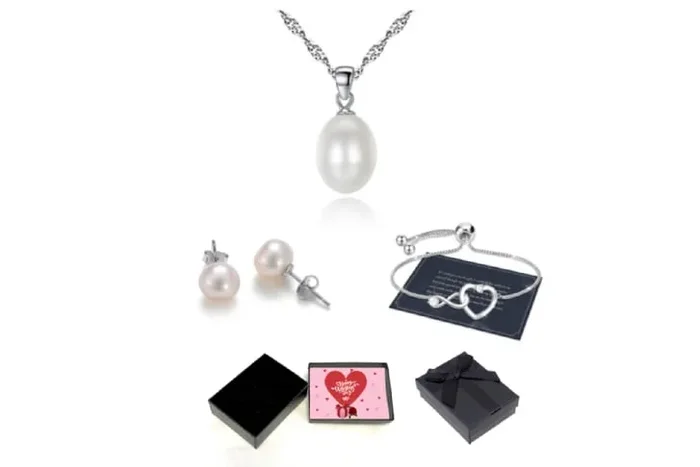 Glamorous Luxe Pearl Jewelry Set with Valentine’s Gift Box