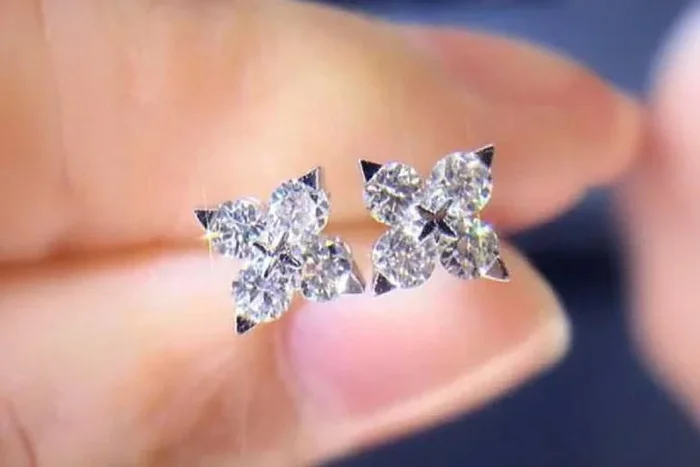 Gleaming Crystal Silver Four-Leaf Clover Earrings