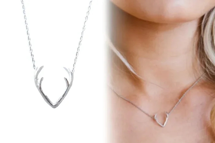 Gleaming Stag Antler Necklace – Choice of Gold or White Gold