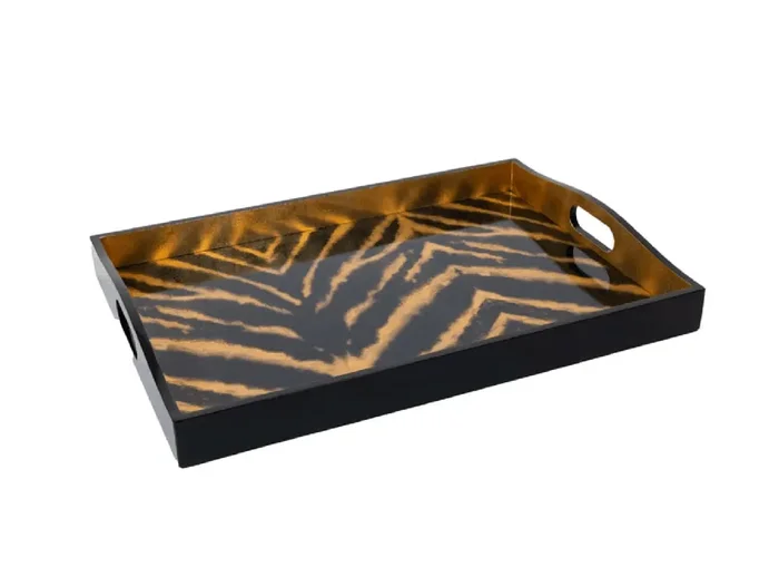 Go Wild Lacquer Large Rectangle Tray – 21X15 – Caspari