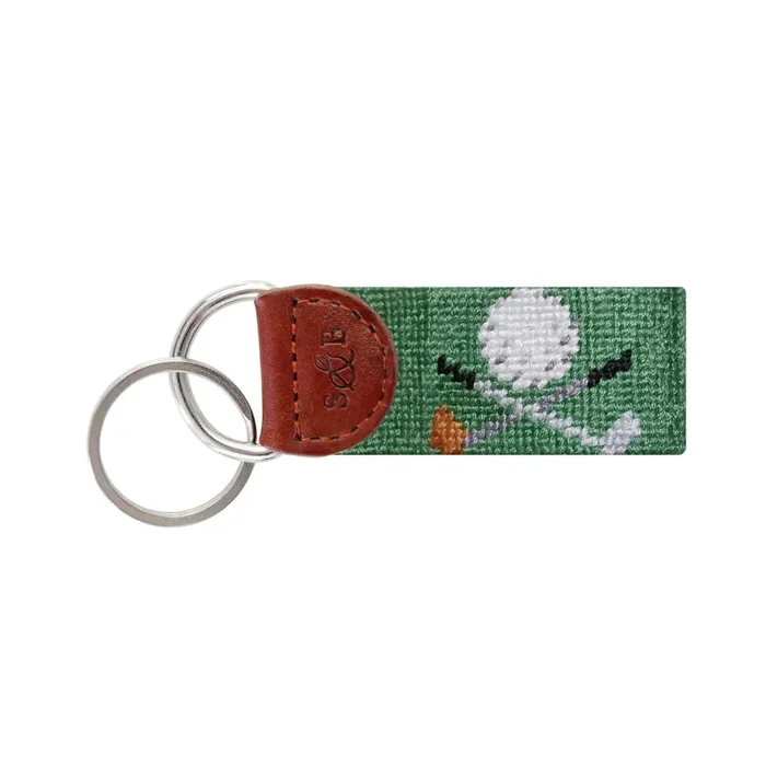 Golf Clubs (Sage) Needlepoint Key Fob