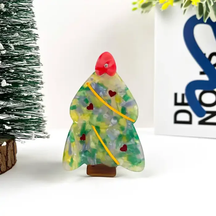 Green Christmas Tree Claw Clip, Acetate Hair Clip