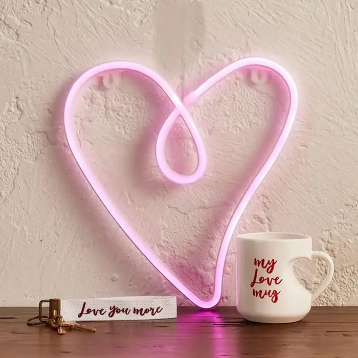 Heart Neon LED Light Heart Shaped Wall Art Sign