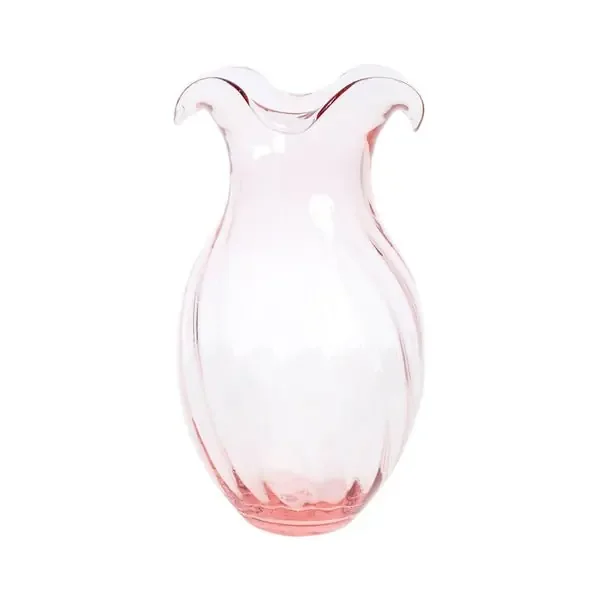 Hibiscus Glass Vertical Fluted Small Vase – Pink – Vietri