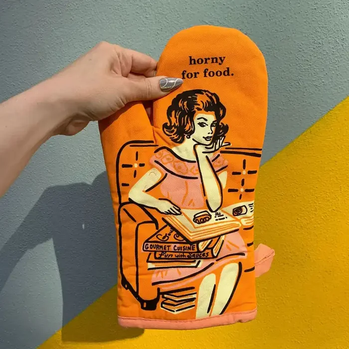 Horny For Food Thermal Oven Mitt in Orange Kitchen Thermal Single Pot Holder BlueQ at GetBullish