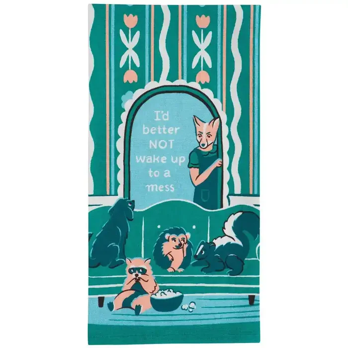 I‘d Better Not Wake Up To A Mess Screen-Printed Dish Towel Fox Animal Family Mom Gift Kitchen Tea Hand Cotton Dish Cloth 28″ x 21″ BlueQ at GetBullish