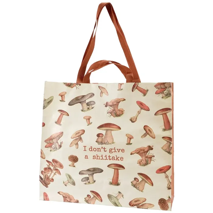 I Don‘t Give A Shiitake Mushroom Shopping Tote Bag Extra Large Market Eco Bag 19.50″ x 17.50″ x 7″