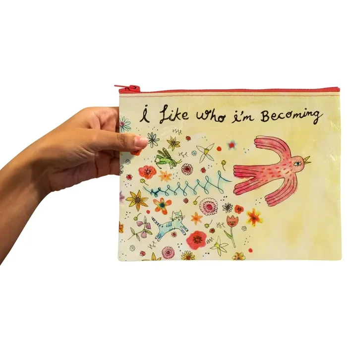 I Like Who I‘m Becoming Zipper Pouch 9.5″ X 7.25″ BlueQ at GetBullish