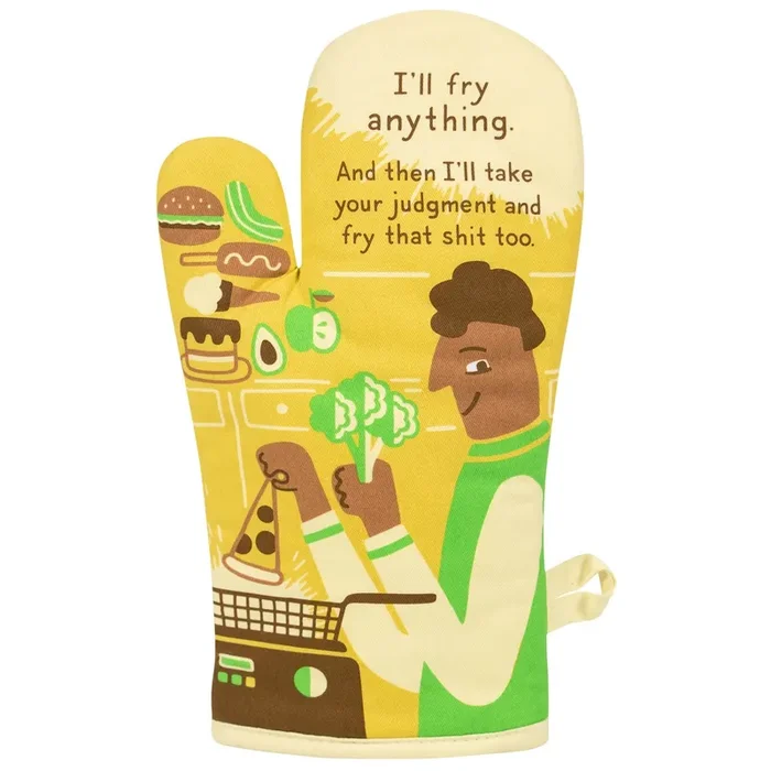 I‘ll Fry Anything And Take Your Judgement Oven Mitt Insulated Cotton Pot Holder BlueQ at GetBullish