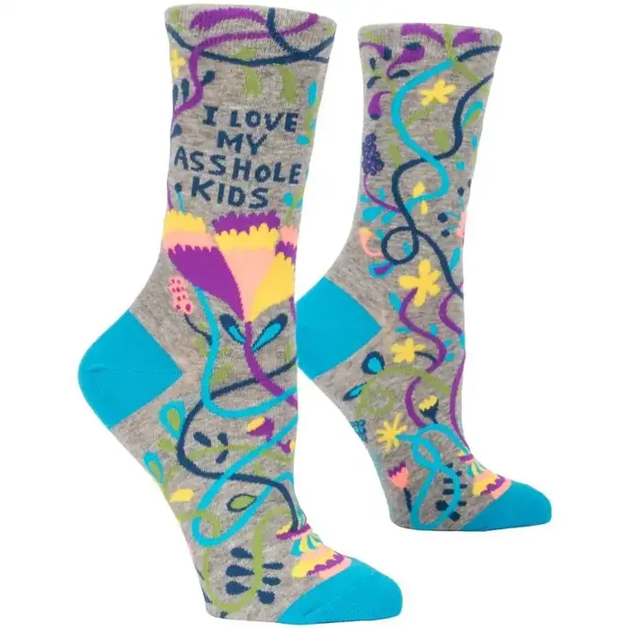 I Love My Asshole Kids Women‘s Quirky Crew Socks BlueQ at GetBullish