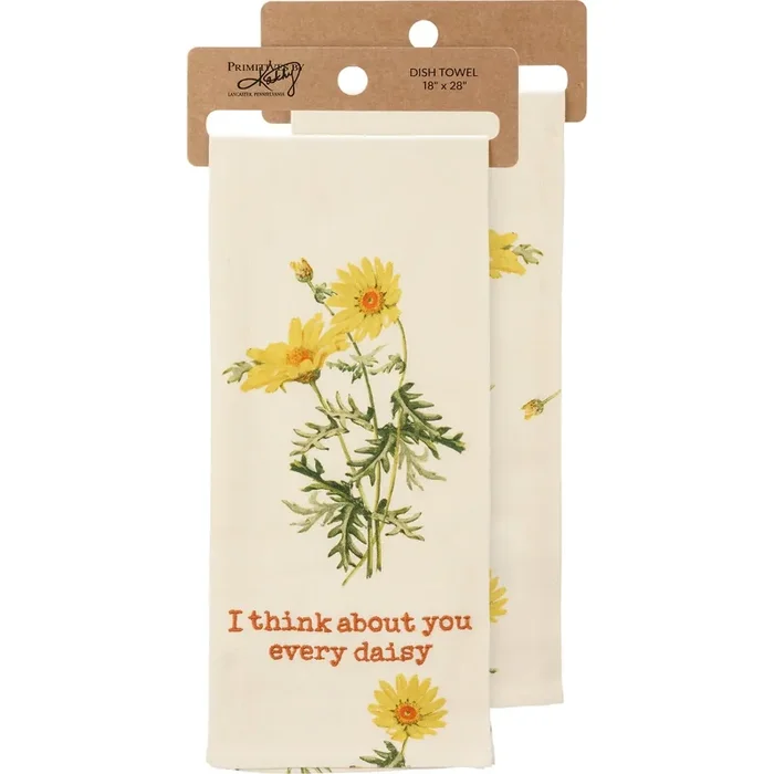 I Think About You Every Daisy Dish Cloth Towel Novelty Cotten Linen Tea Towel Cute Kitchen Hand Towel 18″ x 28″