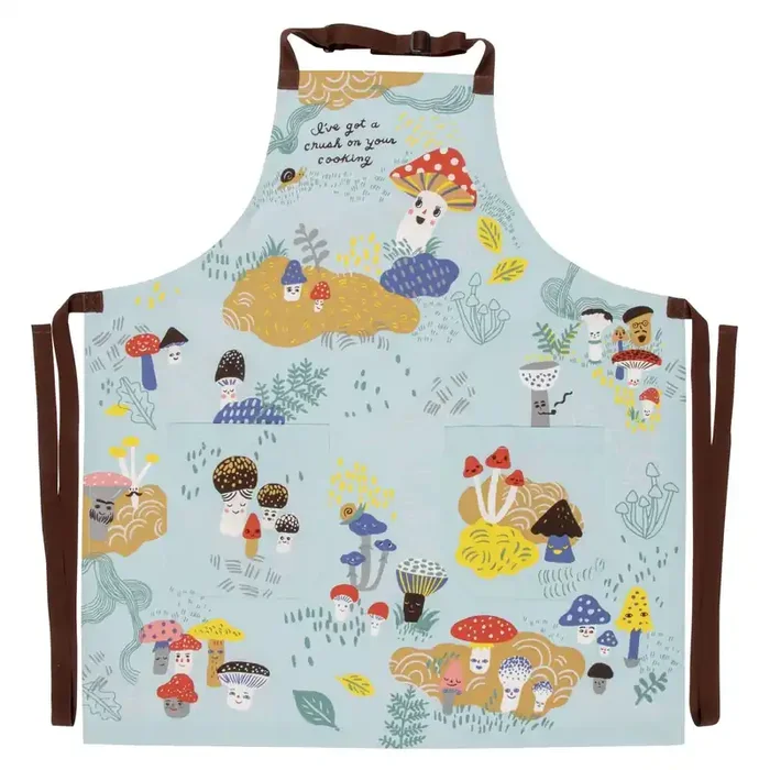 I‘ve Got A Crush On Your Cooking Funny BlueQ Cooking and BBQ Apron Cute Mushroom and Toadstool Motif Unisex 2 Pockets Adjustable Strap 100% Cotton