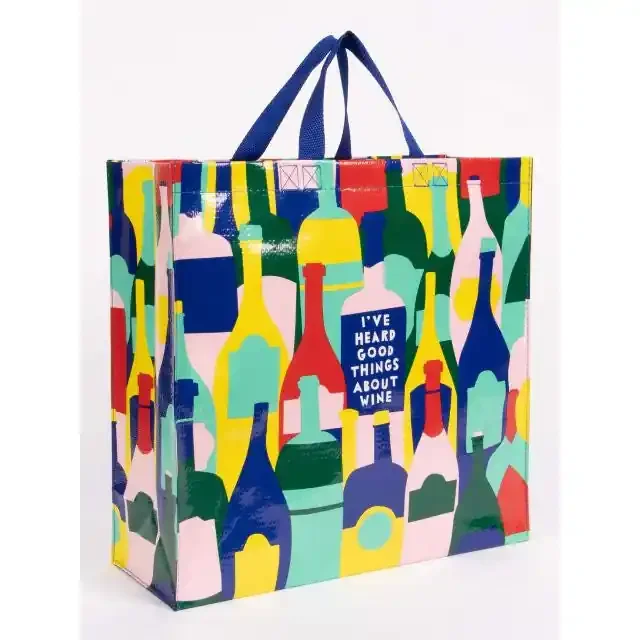 I‘ve Heard Good Things About Wine Shopper Tote Bag 15″ x 16″ BlueQ at GetBullish