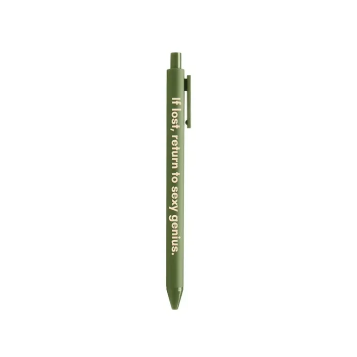 If Lost, Return To Sexy Genius Pen ? Gel Click Pen in Olive Green