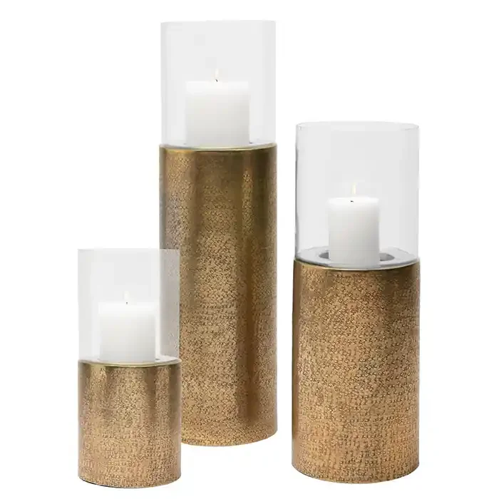 Ismay Antiqued Hammered Iron Hurricanes