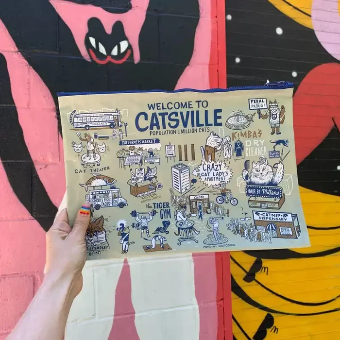 Jumbo Pouch Crazy Cat Lady Apartment Recycled Material Jumbo Zipper Folder 14.25″ x 10″