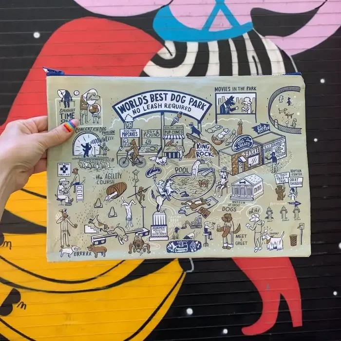 Jumbo Pouch World‘s Best Dog Park No Leash Required Recycled Material Jumbo Zipper Folder 14.25″ x 10″