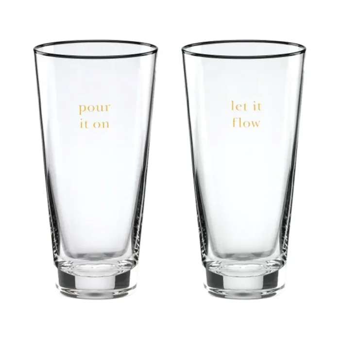 Kate Spade Cheers To Us Let It Flow & Pour It On Glasses, Set of 2