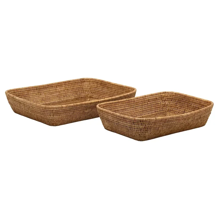 Kazan Natural Rectangular Rattan Nested Baskets Set/2