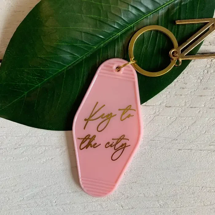 Key To The City Pink Motel Key Tag Acrylic
