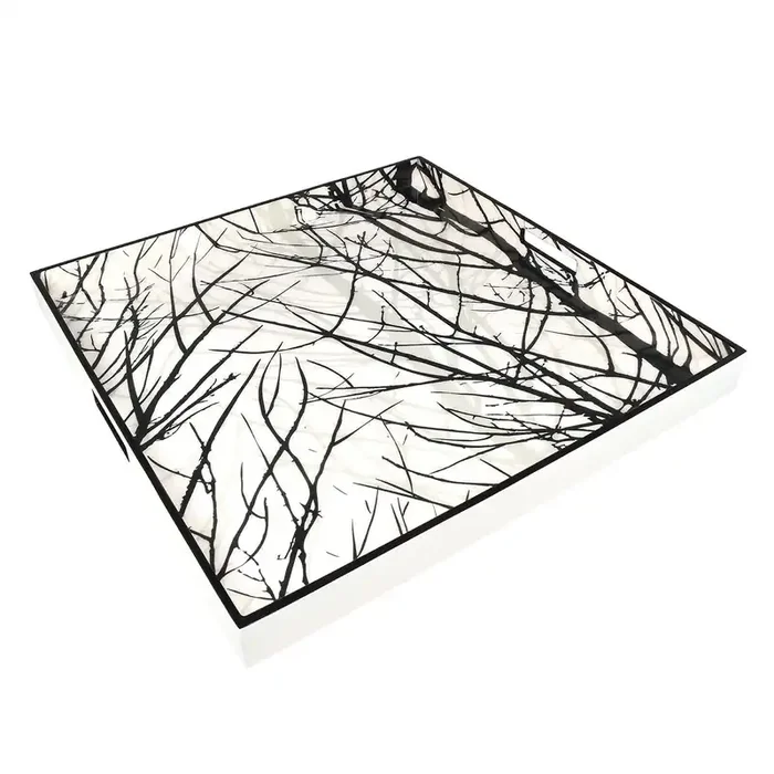 Lacquer Large Square Tray (Naked Trees)
