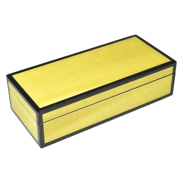 Lacquer Long Pencil Box (Yellow Tulipwood with Black Trim)
