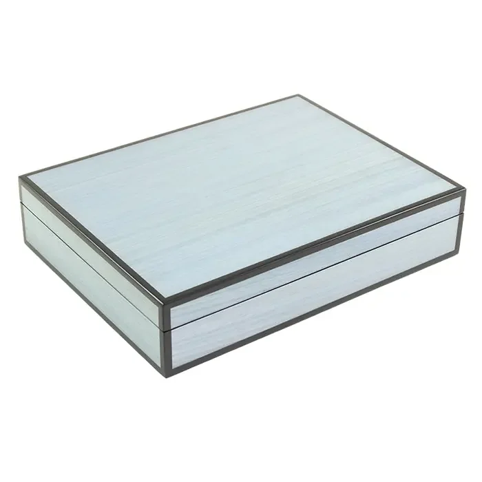 Lacquer Long Stationery Box (Blue Tulipwood)