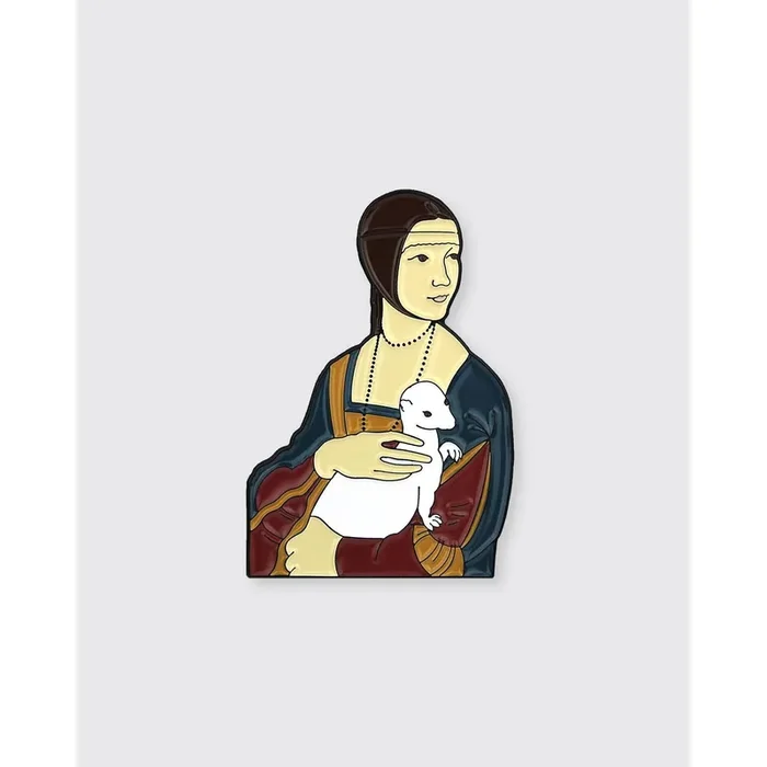 Lady with an Ermine Enamel Pin Leonardo da Vinci’s Artwork Soft Lapel Pin 1.2″ x 1.75″