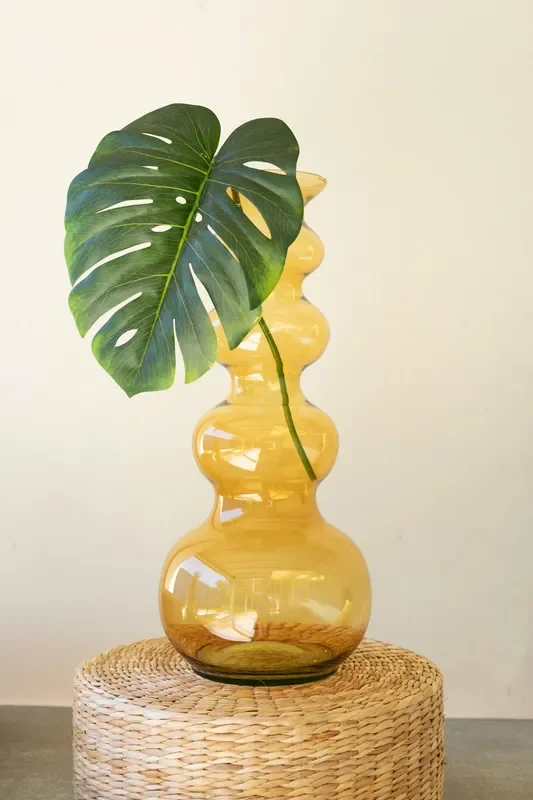 Large Glass Bubble Vase / Amber