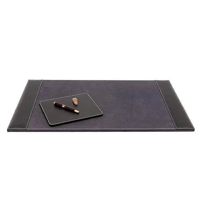 Larne Black Full-Grain Leather Desk Blotter Set