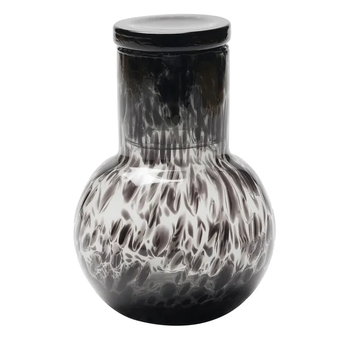 Lausanne Round Hand Blown Glass Carafe (Black Leopard)