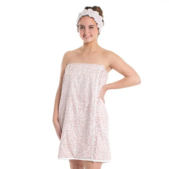 Leopard Spa Wrap and Headband Set Giftable Bath Body Towel Shower Essentials
