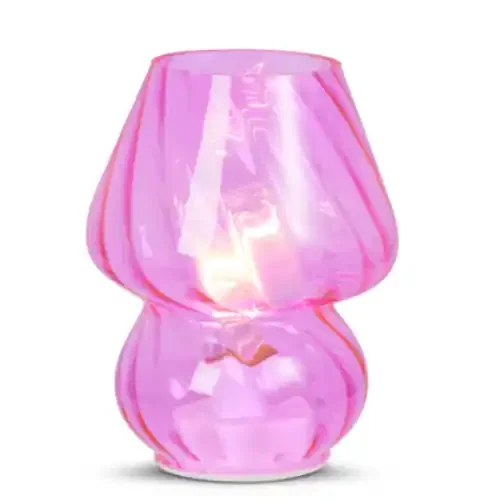 Lighted Pink Glass Lamp