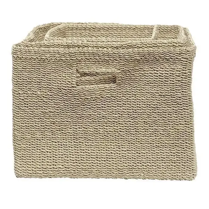 Lindon Bleached Natural Abaca Fiber Square Baskets Set/3