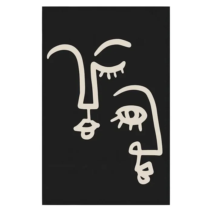 Line Art Human Faces Black Kitchen Tea Towel 18″ x 28″ Cotton Dish Towel