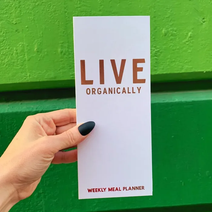 Live Organically Weekly Meal Planner Hardbound White and Rose Gold
