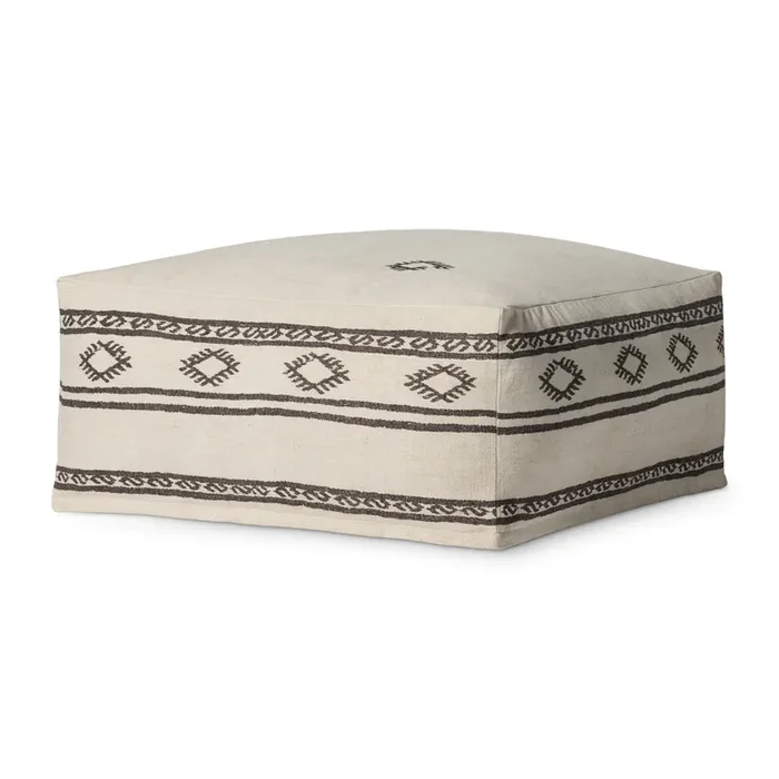 Loloi LPF0042 Ivory / Brown 36″ x 36″ x 17″ Pouf