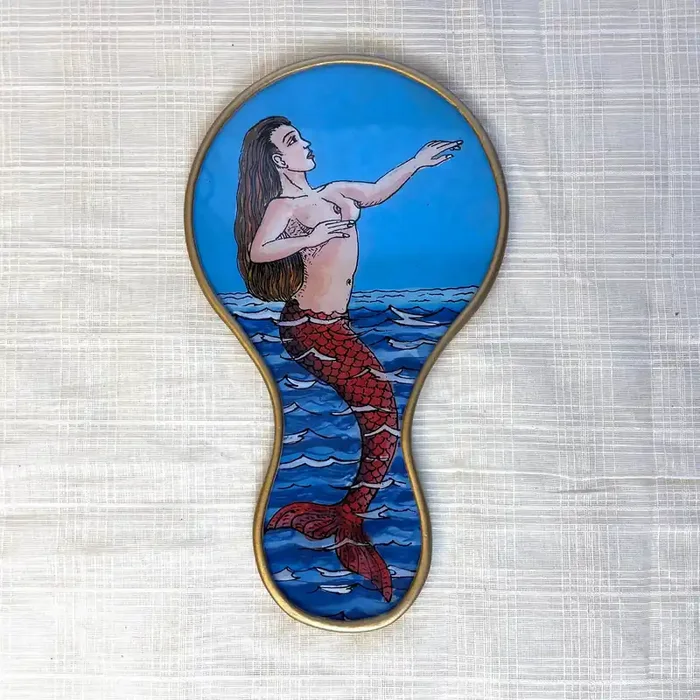 Loteria Mermaid Hand Mirror Made in Peru Handy Purse Travel Mirror