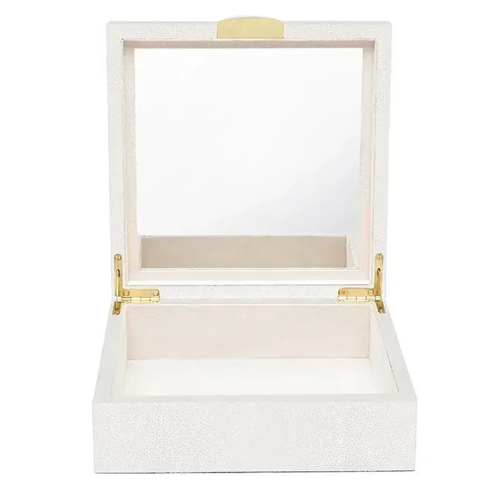 Lucerne Faux Shagreen Square Box (Snow)